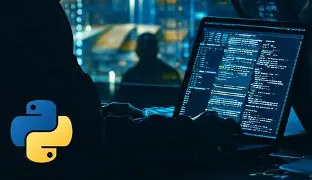 A learner writing Python code on a laptop